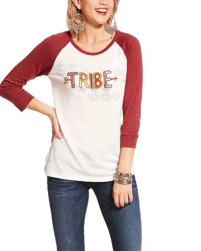 Women's Tribe Raglan Shirt Terry Blend Velvet Blend Canvas Blend