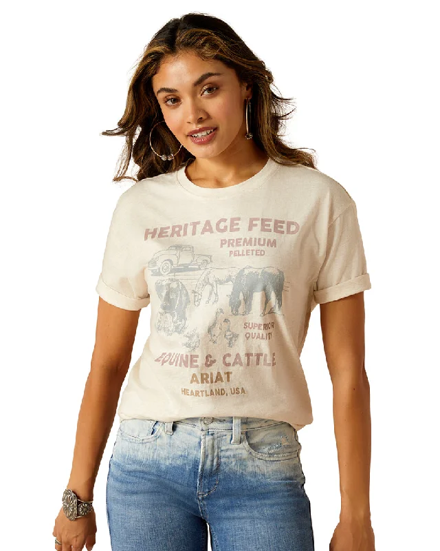 Women's Feed T-Shirt V-Neck T-Shirt Long Sleeve Cotton