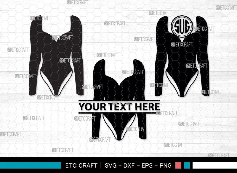 Womens Swimsuit Monogram, Womens Swimsuit Silhouette, Swimwear Svg, Long Sleeve Bodysuit Svg, Girl Swimsuit Svg, Bathing Suit Svg, Stylish Swimsuit Svg, Womens Swimsuit Svg, SB0000 Comfortable Printed Bodysuit