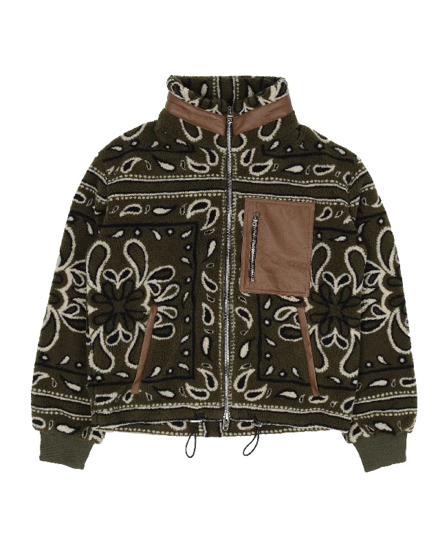 Bandana Print Fleece Jacket Plaid Jacket Tartan Jacket Houndstooth Jacket