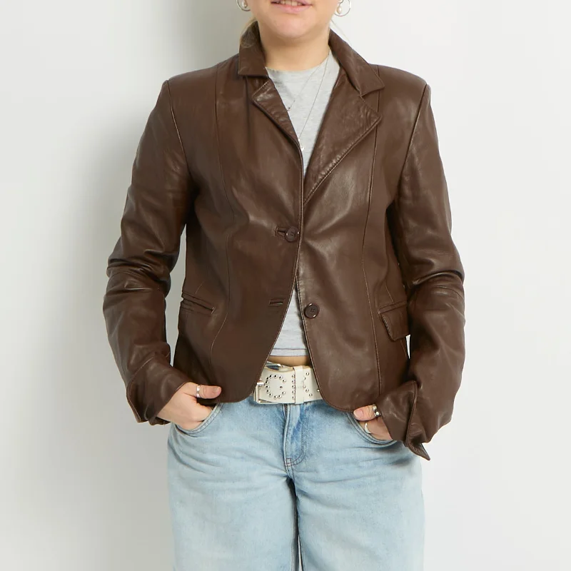 Leather Blazer Jacket - UK 8 Satin Fabric Silk Fabric Chiffon Fabric