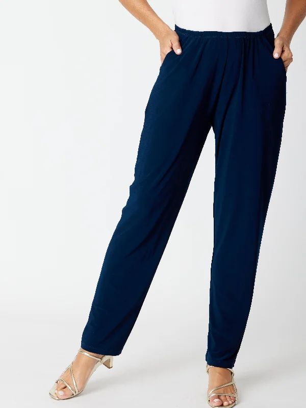 Wide Leg Pocket Pant - 30642 Navy Soft Stretch Trousers