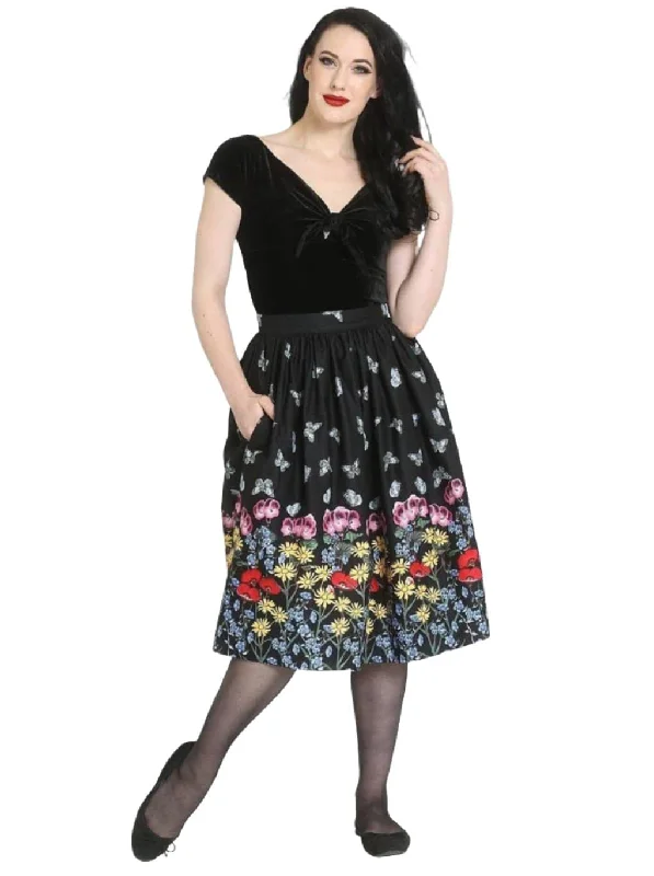 HELL BUNNY MEADOW 50S SKIRT silk skirt lustrous