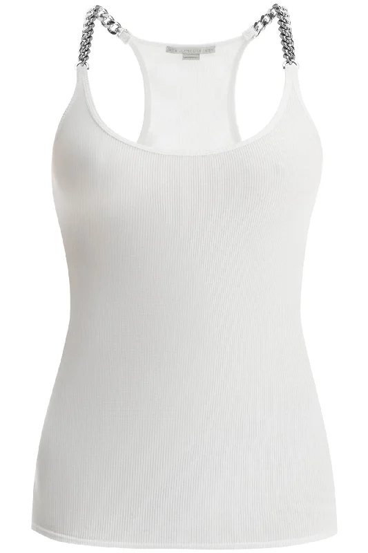 'tank Top With Chains Detail  - White bright tank top