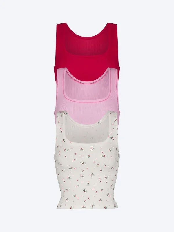 Cotton rib tank 3-pack bold tank top
