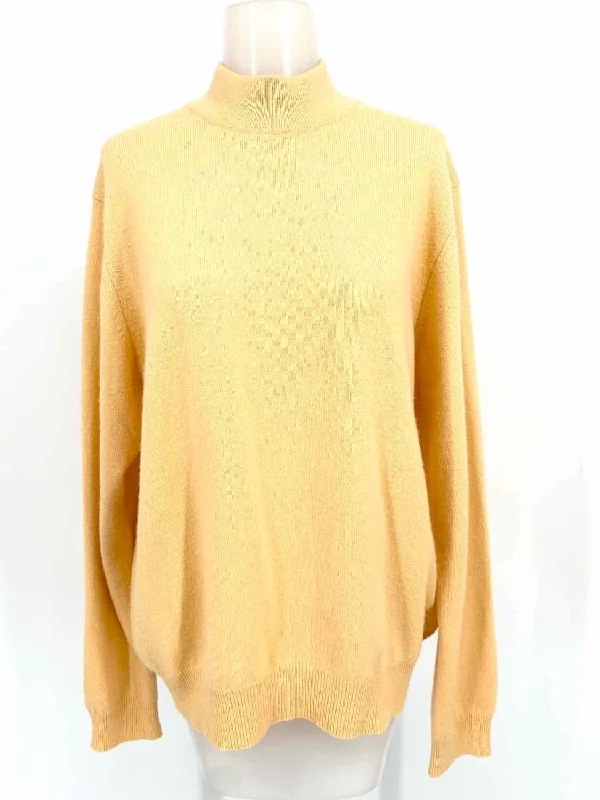 Charter Club Women's Yellow Mock Neck Size XL Sweater Lace Blend Ribbed Blend Corduroy Blend