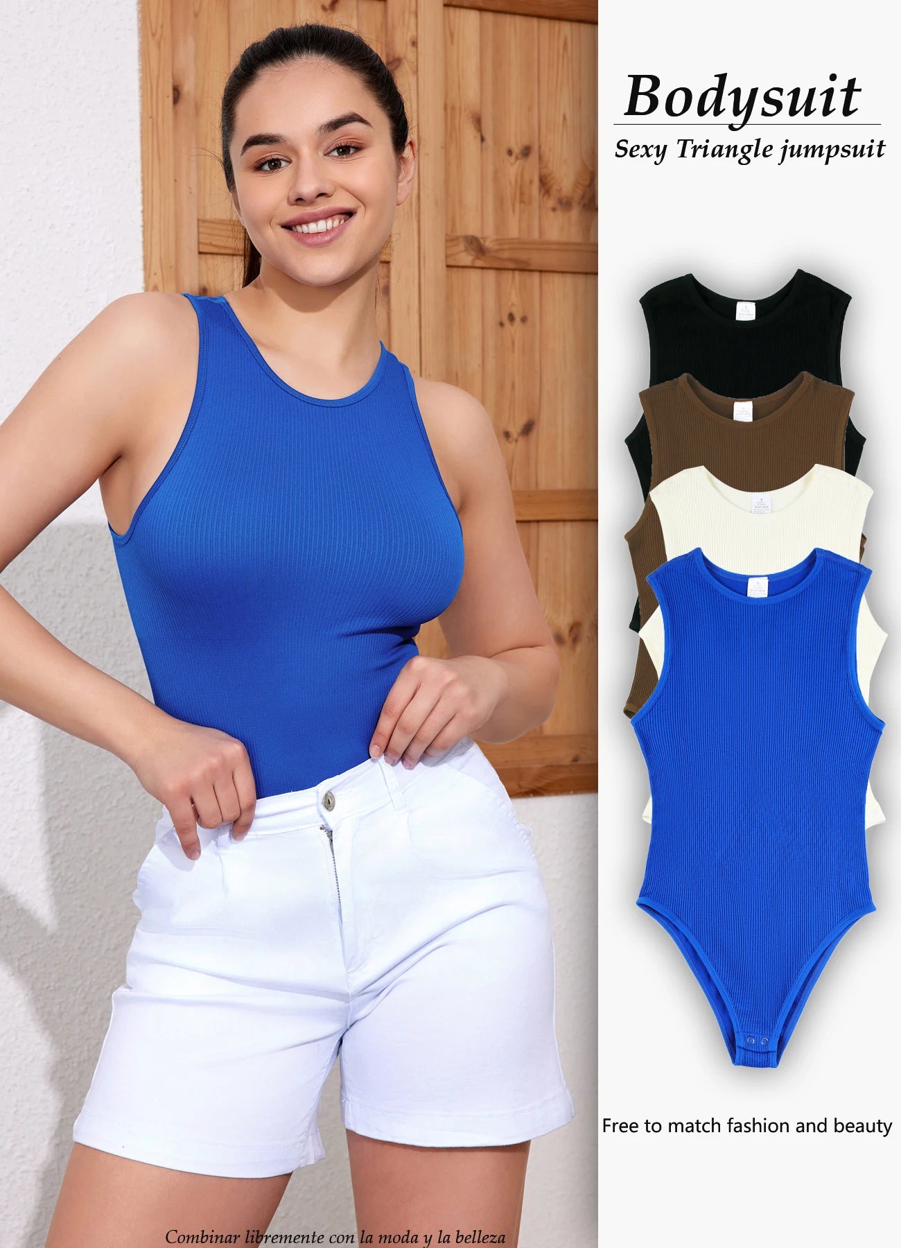 Fitness Seamless Bodysuit Women Solid Color High Waist Outdoors Sport Bodysuit Summer Outdoors Casual Shorts Fashionable Bodysuit with Snaps