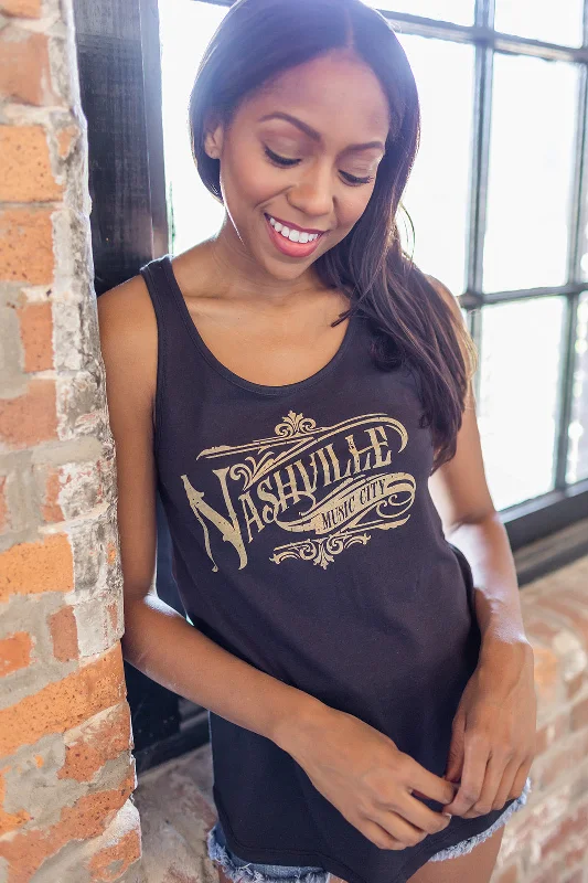 Ladies Nashville Deco Flowy Tank Top cherry red tank