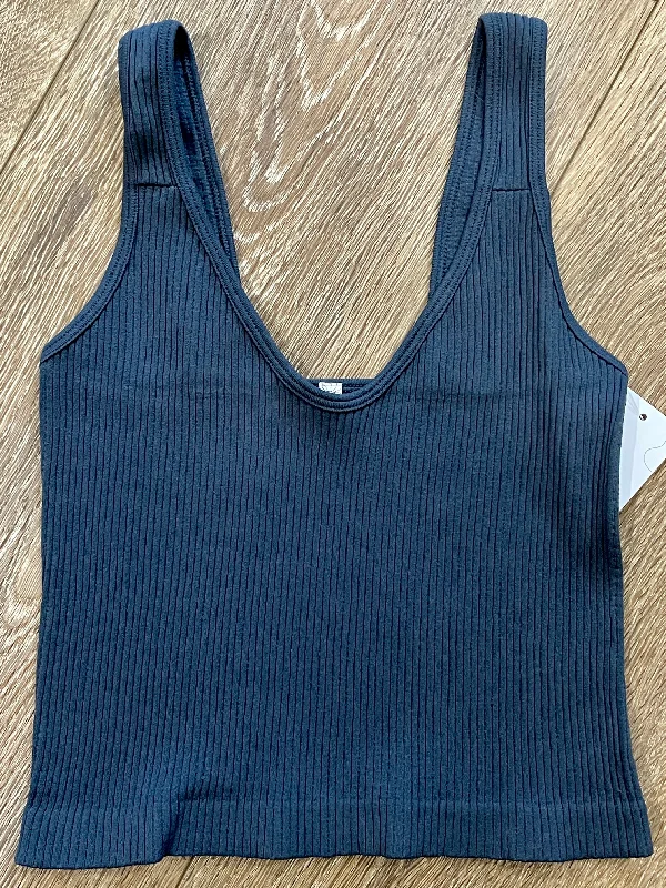 Ribbed Cropped Tank in Deep-Sea Blue mint tank top