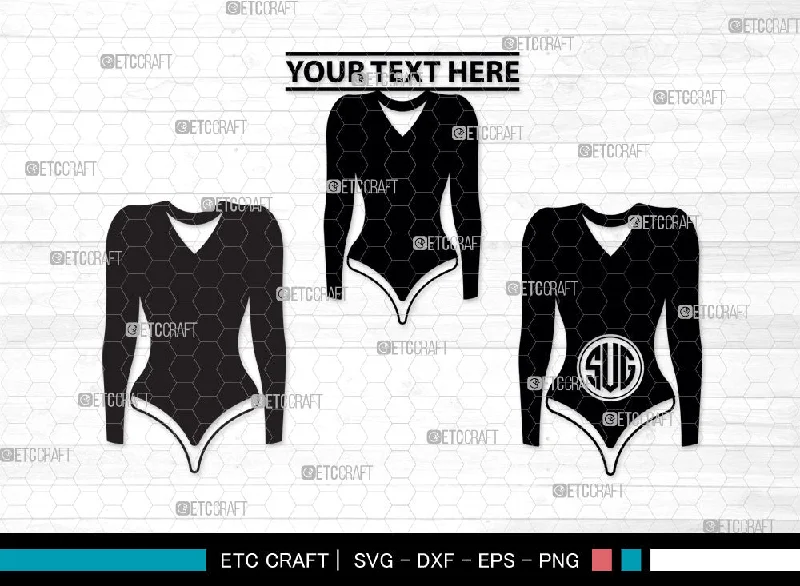 Womens Swimsuit Monogram, Womens Swimsuit Silhouette, Swimwear Svg, Long Sleeve Bodysuit Svg, Girl Swimsuit Svg, Bathing Suit Svg, Stylish Swimsuit Svg, Womens Swimsuit Svg, SB00001 Trendy Bodysuit with Sleeves