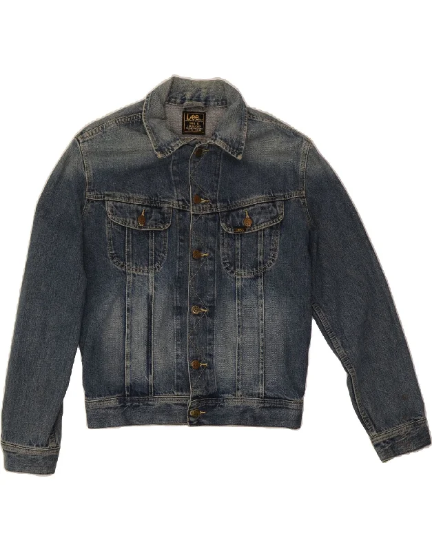 LEE Womens Denim Jacket UK 10 Small Blue Cotton Print Jacket Jacquard Jacket Embroidered Jacket