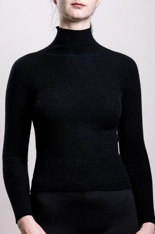 Cashmere Turtle Neck Sweater - Black Long Sweater Short Sweater Cropped Sweater