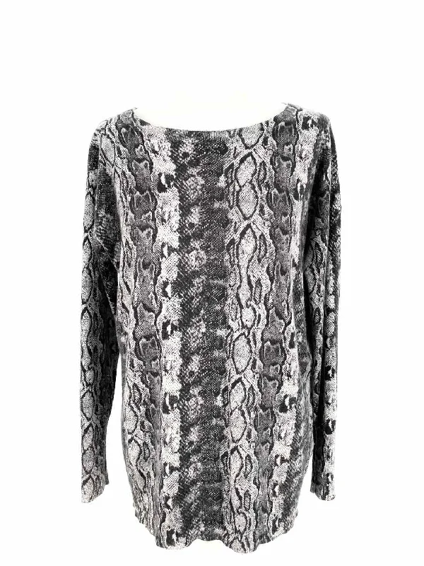 Joie Women's Gray Crew-neck Nylon Blend Snake Size S Sweater Graphic Sweater Embroidered Appliqued
