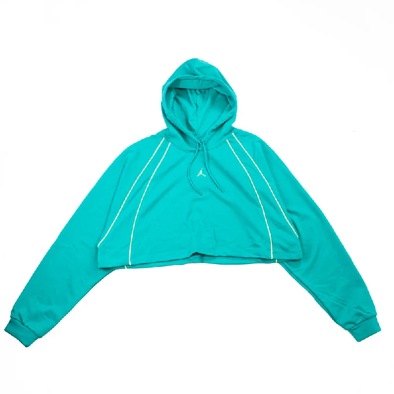 WMNS Jordan Sport Crop Hoodie (New Emerald) Hoodie with Ribbed Cuffs Snug Fit Comfort
