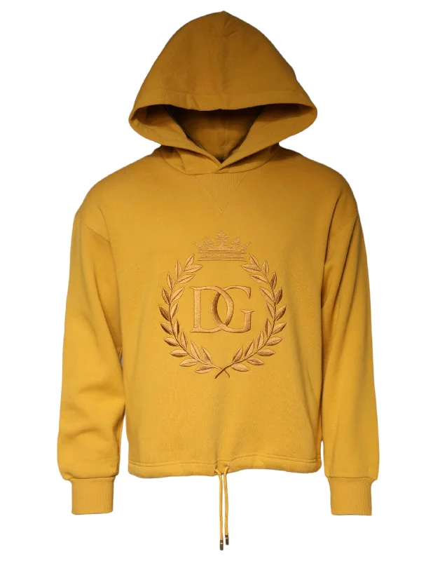 Mustard Dg Hooded Men Sweatshirt Sweater Cashmere Blend Cotton Blend Poly Blend