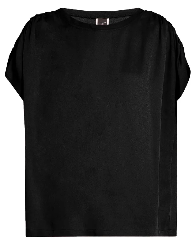 Black Jersey Ruched Muscle Tank essential tank top