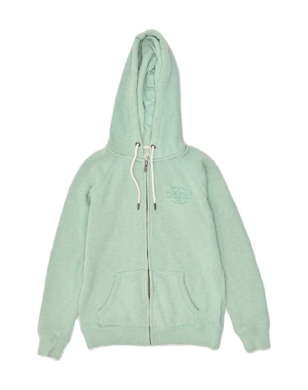 JACK WILLS Womens Zip Hoodie Sweater UK 10 Small  Green Cotton Cotton Fabric Linen Fabric Terry Fabric