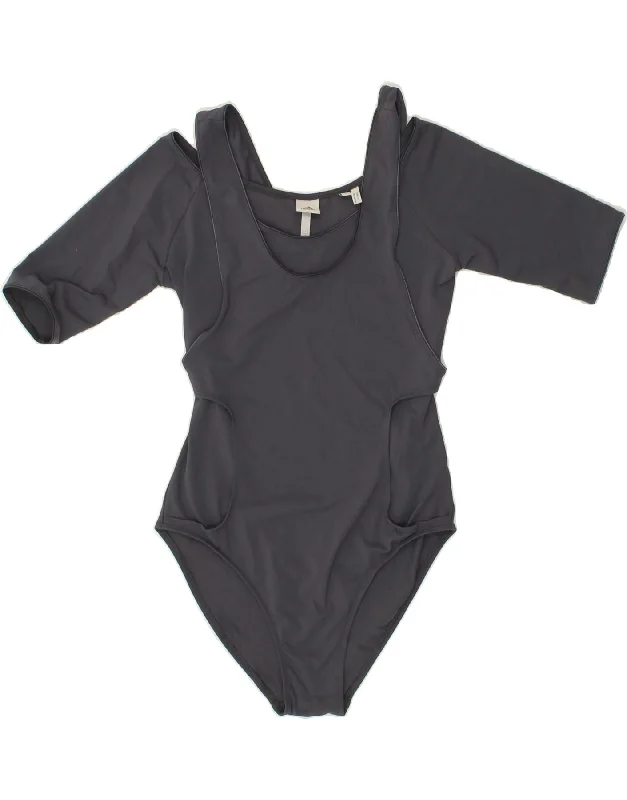 ADIDAS Womens Stella McCartney Bodysuit UK 12 Medium Grey Polyester Trendy Seamless Bodysuit for Comfort