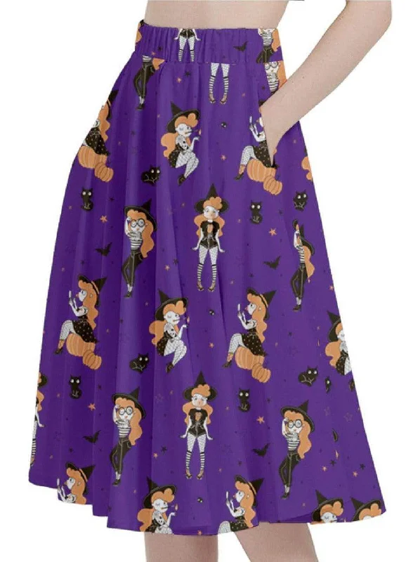 Pin Up Witch Full Circle Skirt tiered skirt playful