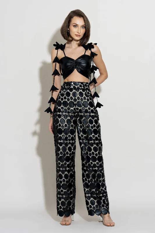 BELLA Top and RAVEN Cutwork Pants Co-ord Elegant High-Waist Pants