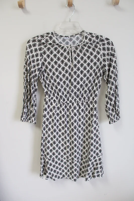 Old Navy White Black Long Sleeved Dress | XS Tunics Long Elegant