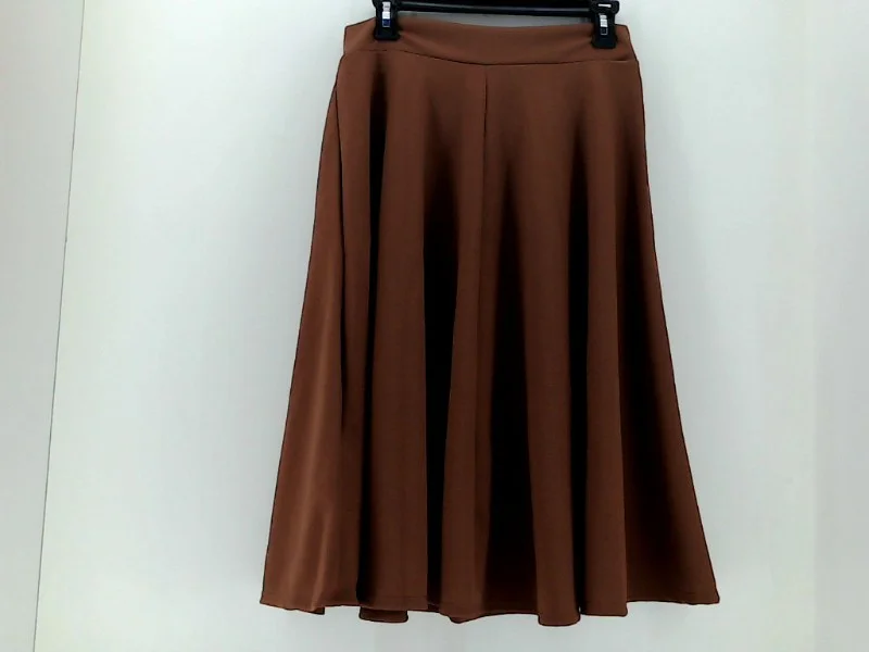Ssoulm Women's Line Midi Skirt Stretch Strap Pull On Color Brown Size XLarge corduroy skirt comfortable