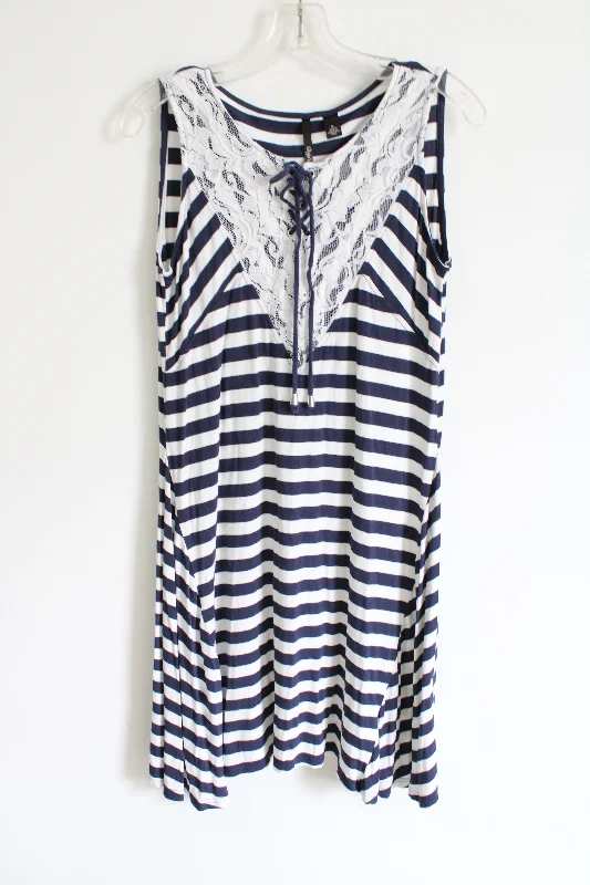 Skye's The Limit Navy Blue Striped Dress | M Tunics Favorite customer