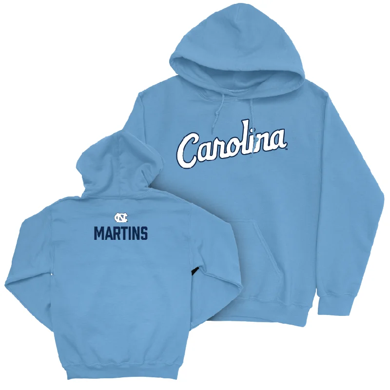 UNC Women's Track & Field Carolina Blue Script Hoodie - Delea Martins Oversized Hoodie Comfort Casual