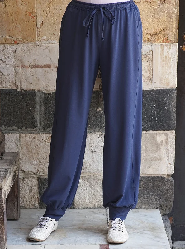 Active Gathered Ankles Pants Comfortable Denim Leggings