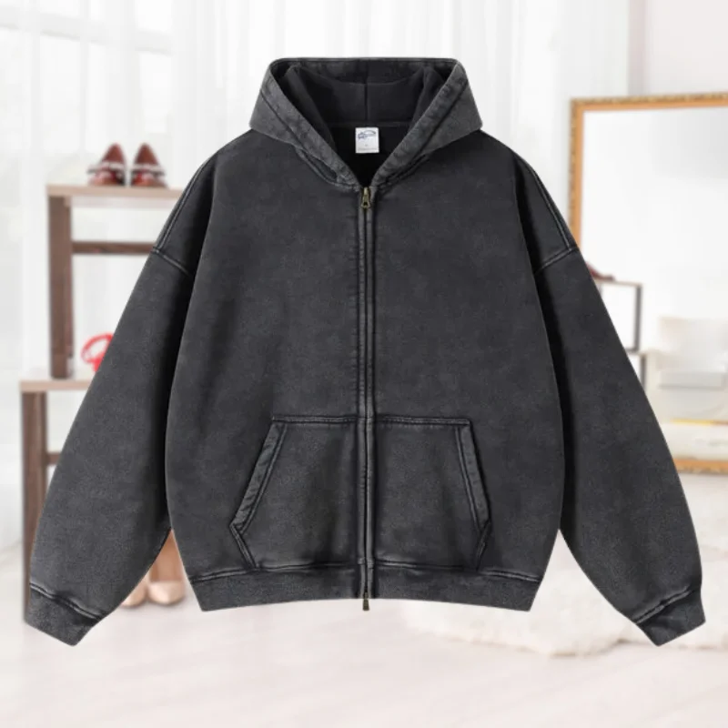 Riley® | Fashionable sweater with zip and hood Real Fur Shearling Chenille