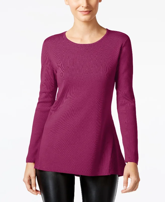 Alfani Petite Ribbed Peplum Sweater Zippered Front Buttoned Front Snap Front