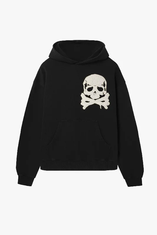 Skull & Crossbones Patch Oversized Hoodie Hoodie with Print Artistic Unique