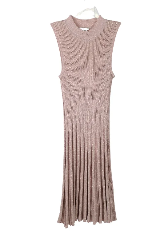 Candie's Pink Knit Pleated Dress | M Maxi Flowy Bohemian