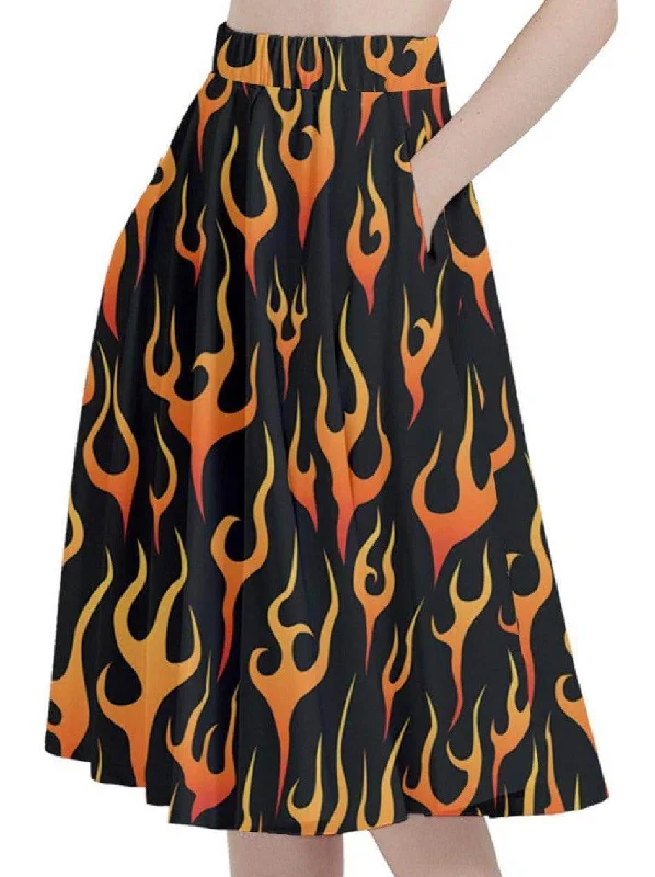 Flames Full Circle Skirt maxi skirt elegant