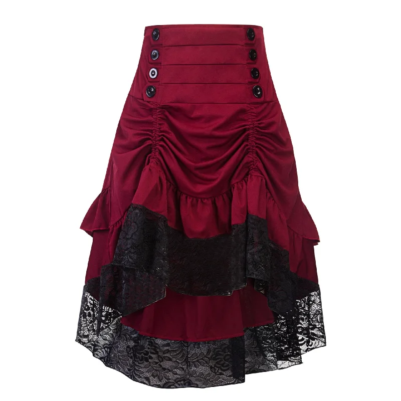 2020 S-2XL  Autumn And Winter new style Women's steampunk clothing party club wear black lace hip skirt zip skirt side