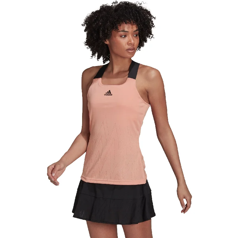 Adidas PrimbeBlue Y-Tank Blush Womens Tennis Tank Top peekaboo tank top
