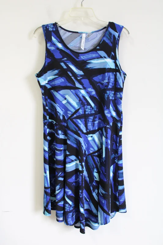 NY Collection Blue Patterned Dress | M Petite Tunics Cozy soft