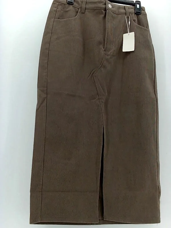 Active USA Women's Brown Midi Skirt Large corduroy skirt durable