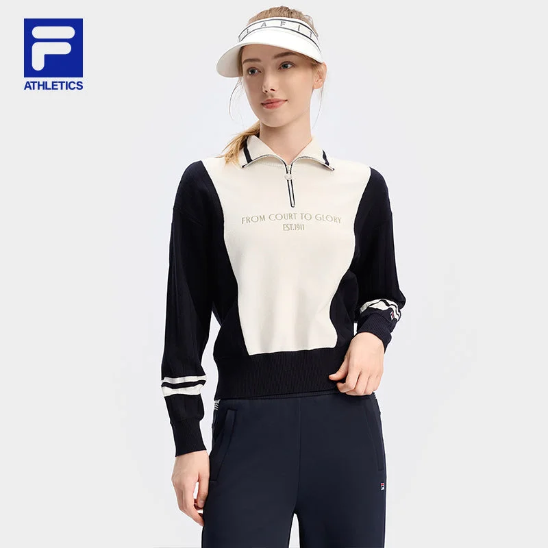FILA CORE ATHLETICS TENNIS APRÈS-COURT Women Knit Sweater (Navy) Lightweight Heavyweight Midweight