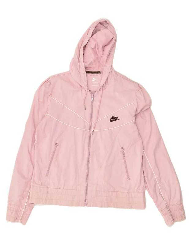 NIKE Womens Hooded Rain Jacket UK 16/18 XL Pink Cotton Wool Jacket Cashmere Jacket Tweed Jacket