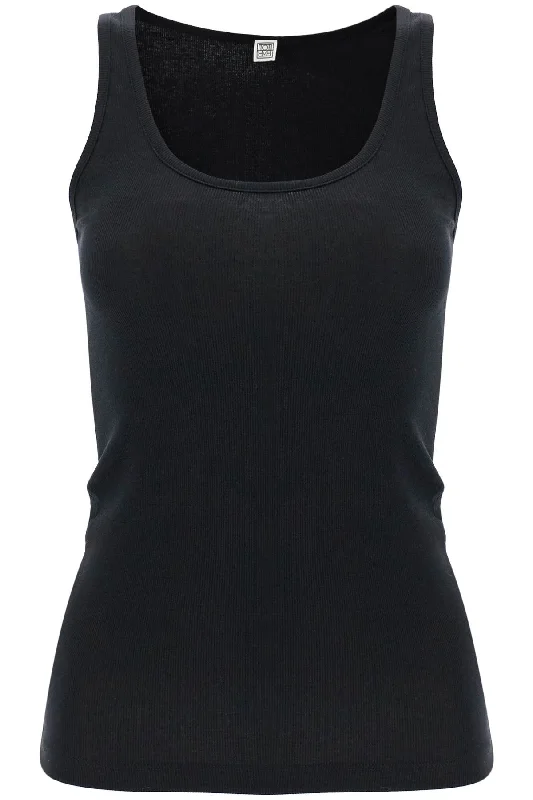 Ribbed Tank Top With Spaghetti  - Black tie dye tank