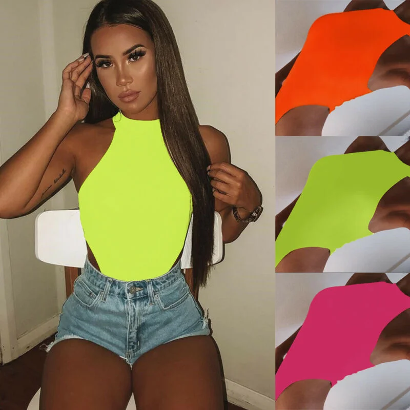 2021 New Fashion Women Sleeveless Bandage Bodysuit Leotard Tops Blouse Jumpsuit Women Clothes Fashionable Bodysuit with Button Front
