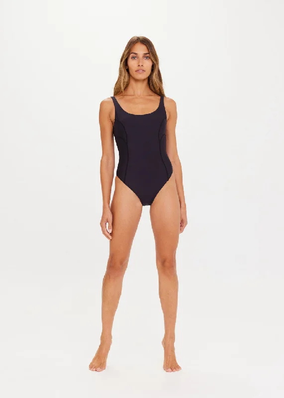 THE UPSIDE WOMANS BLACK PARADOX POINTE BODYSUIT Stylish Off-Shoulder Long Sleeve Bodysuit