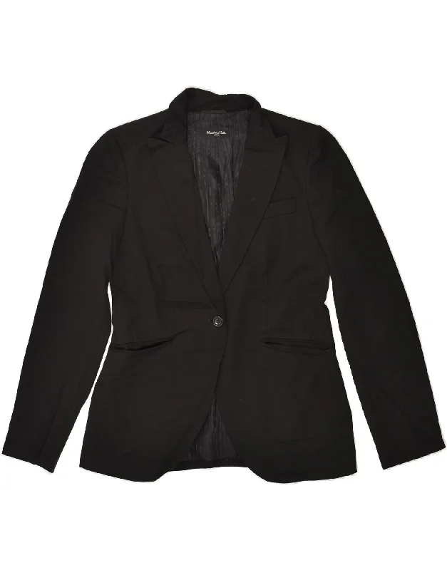 MASSIMO DUTTI Womens 1 Button Blazer Jacket EU 40 Medium Black Wool Cardigan Sweater Pullover