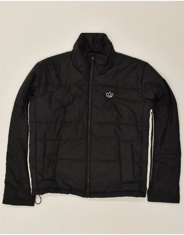 ADIDAS Womens Padded Jacket UK 8 Small Black Polyester Oversized Jacket Tailored Jacket Straight Jacket