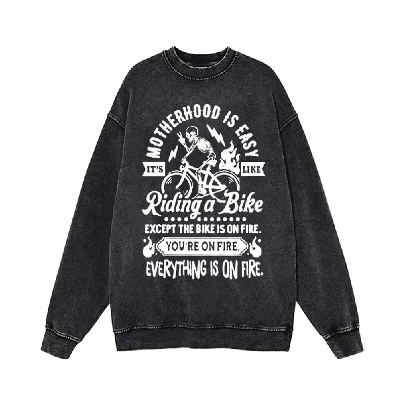 It’s Motherhood Is Easy Vintage Washed Sweatshirt Hoodie with Logo Branding Identity