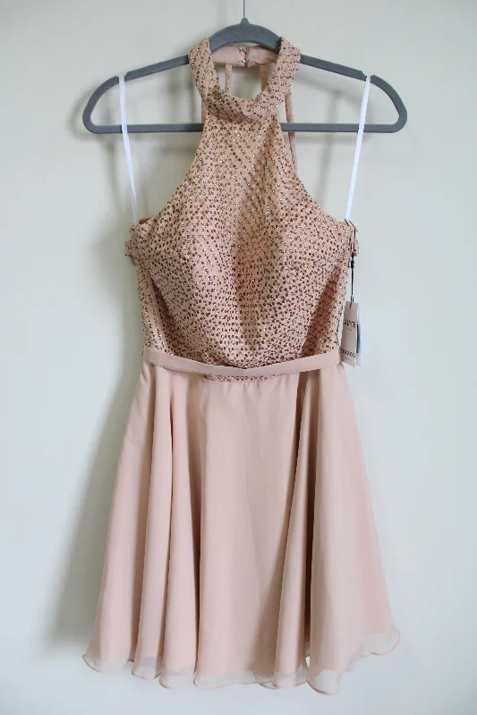 NEW Alyce Rose Gold Nude Pink Studded Dress | 8 Tunics Plaid country