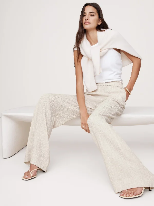 Crinkle Crepe Pull-On Pant Comfy Cargo Trousers