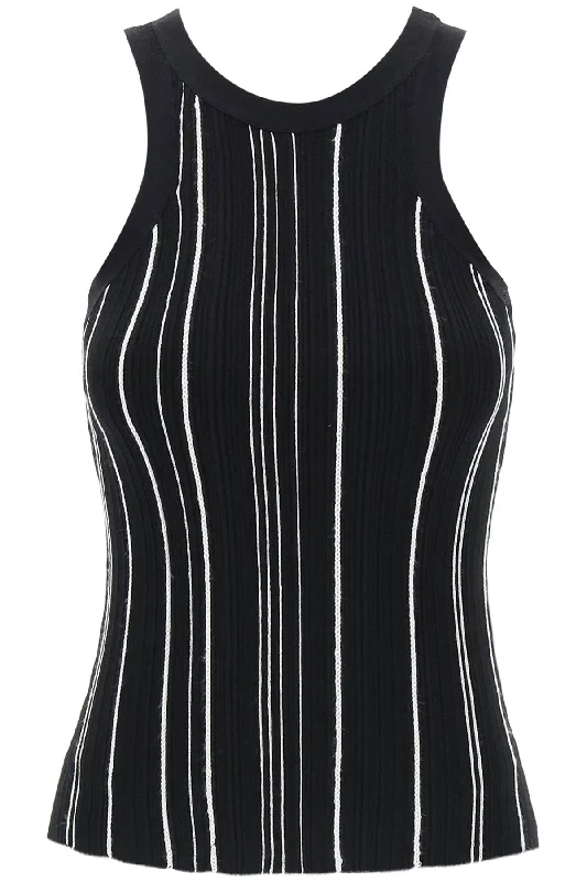 Ribbed Knit Tank Top With Spaghetti  - Black essential tank top