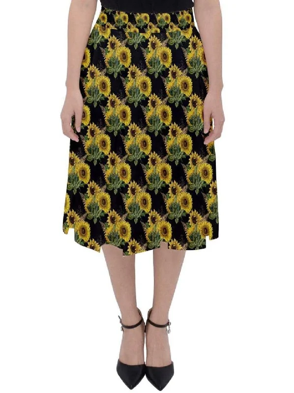 Sunflowers Midi Skirt wool skirt warm